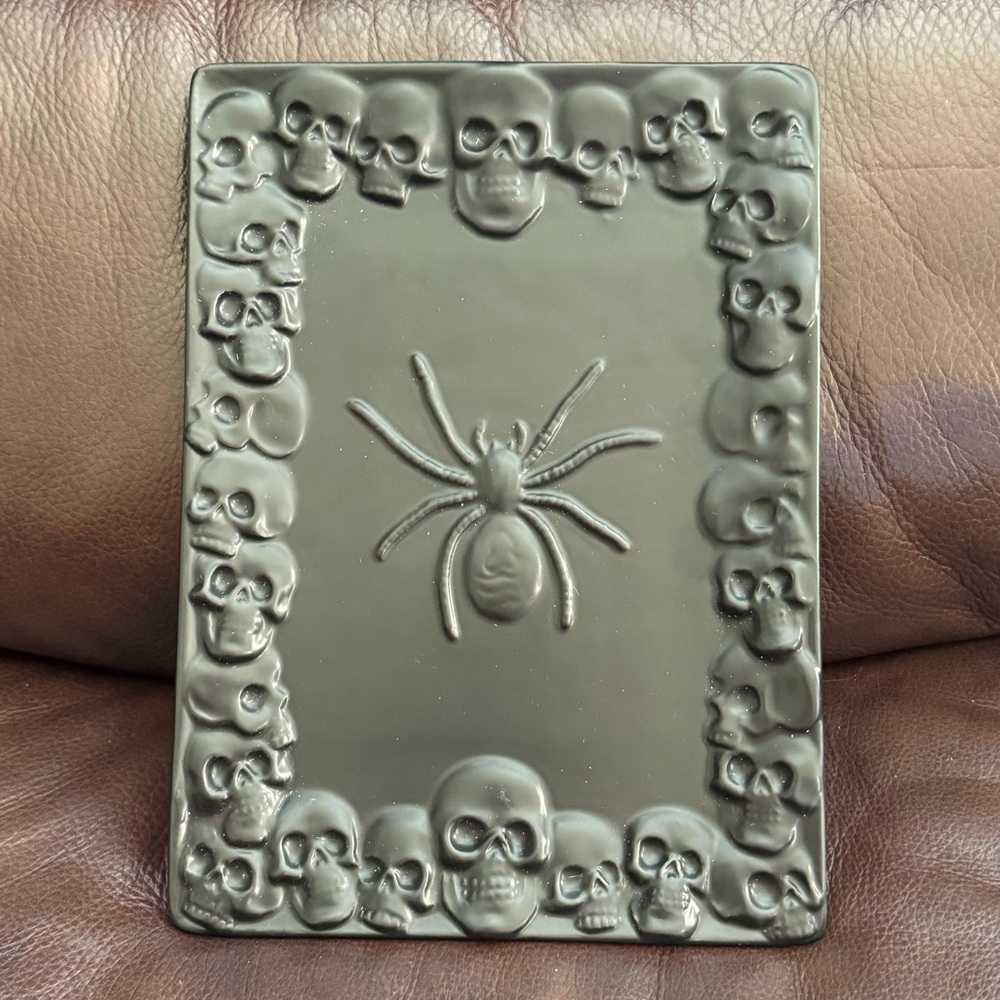 Spider with Skulls Rectangular Halloween Plate - Spooky Hollow Collection